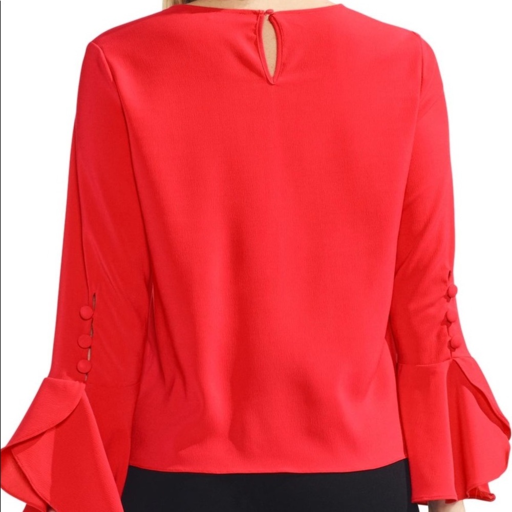 Vince Camuto Fiery Red Flutter Sleeve Blouse - image 2
